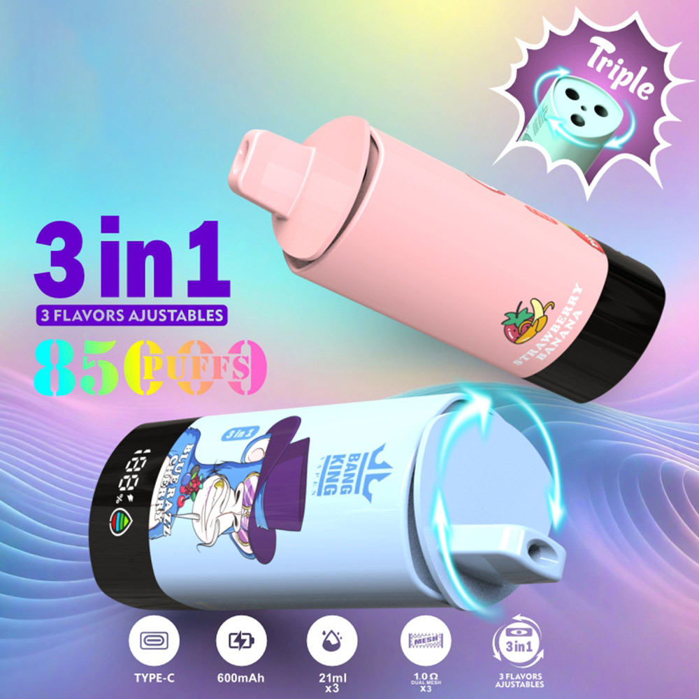Bang King Triple 85K 3‑in‑1 Disposable Vape | 85,000 Puffs | Triple Flavor Pods - Image 3