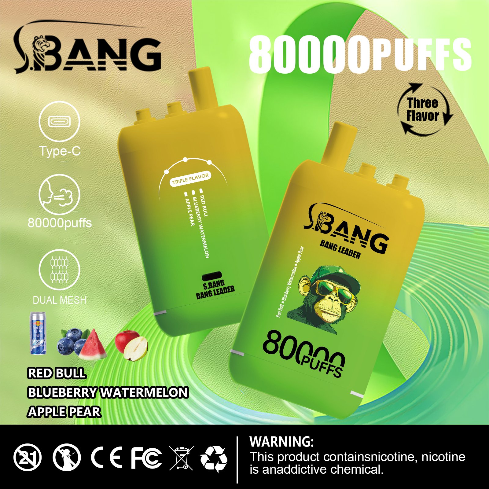 Bang Leader 80000 Puffs Triple-Flavor Disposable Vape – Type-C Rechargeable - Image 9