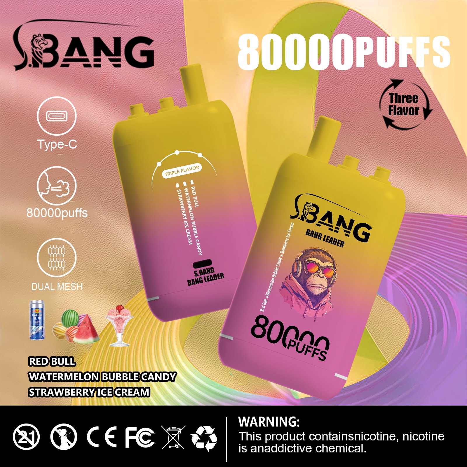 Bang Leader 80000 Puffs Triple-Flavor Disposable Vape – Type-C Rechargeable - Image 10