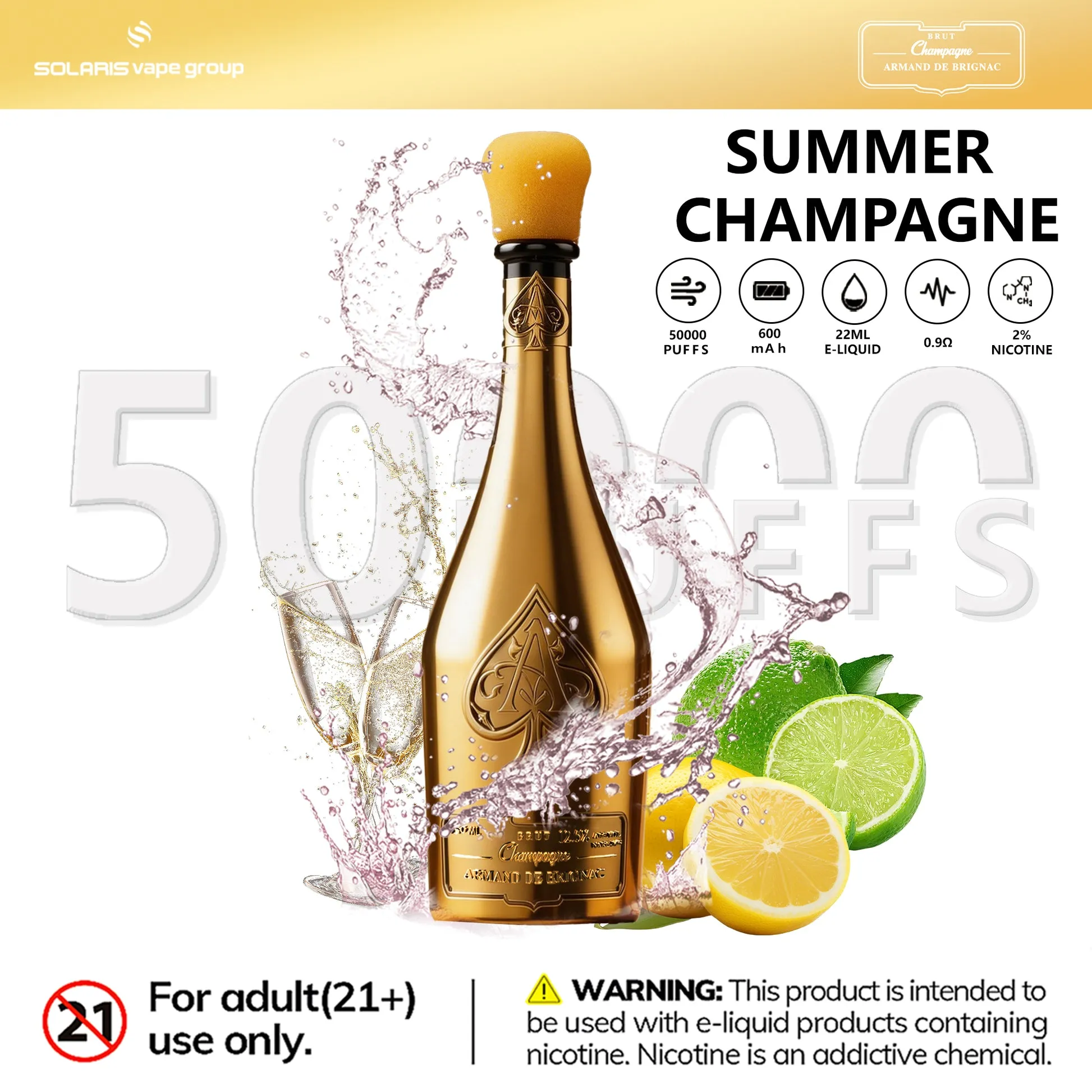 Champagne Vape 50k Armand Disposable device view