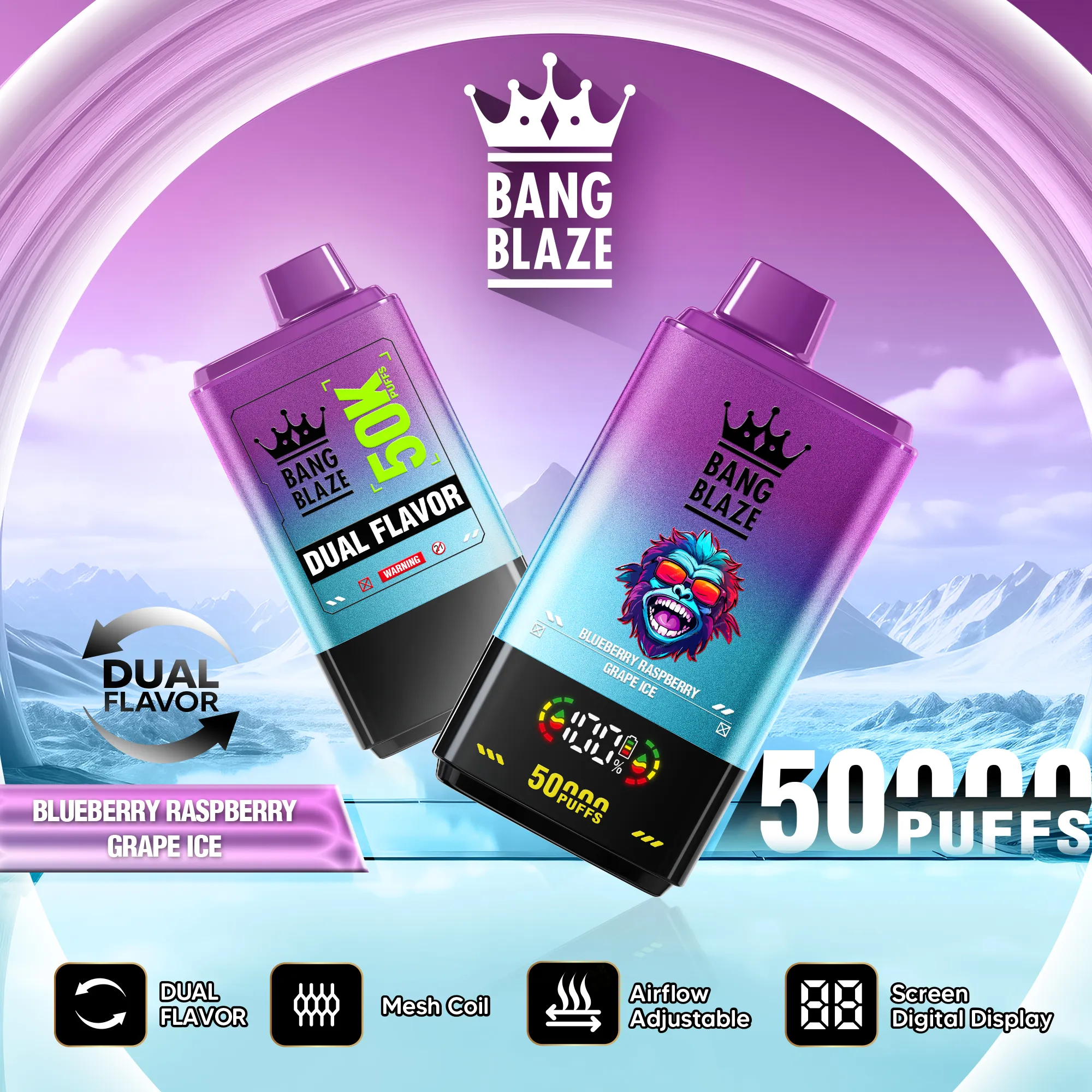 Vue de la cigarette électronique jetable Vapemaiosn Bang Blaze 50k