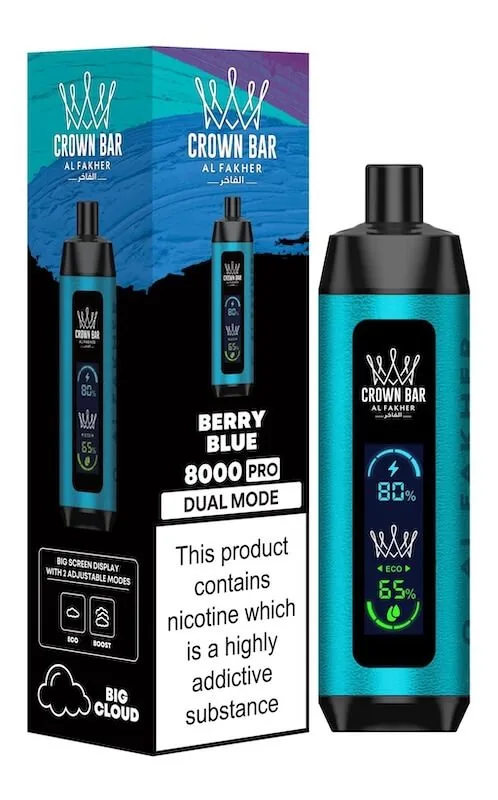 Al Fakher Crown Bars 8000 – Cigarette électronique jetable | 8 000 bouffées – BERRYBLUE