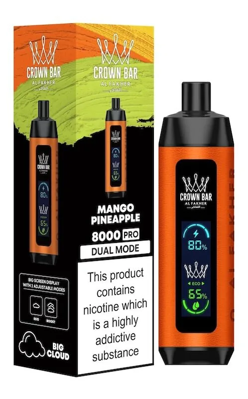 Al Fakher Crown Bars 8000 – Cigarette électronique jetable | 8 000 bouffées – MANGUE-ANANAS