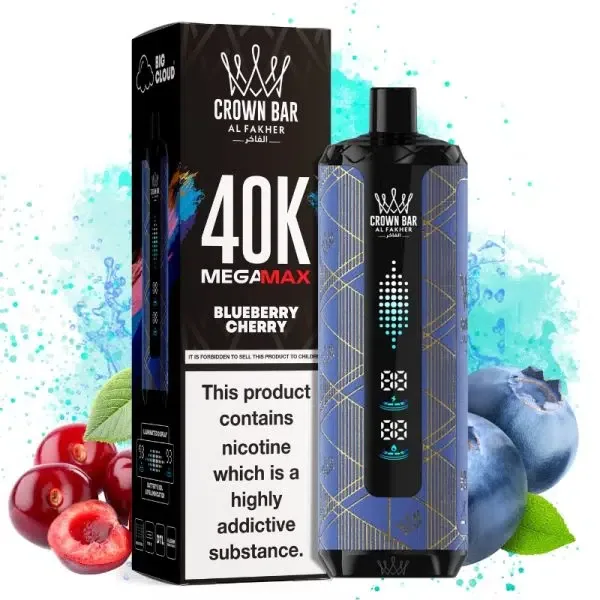 Al Fakher Mega Max 40K Disposable Vape LED Display 0.6% – BLUEBERRY CHERRY