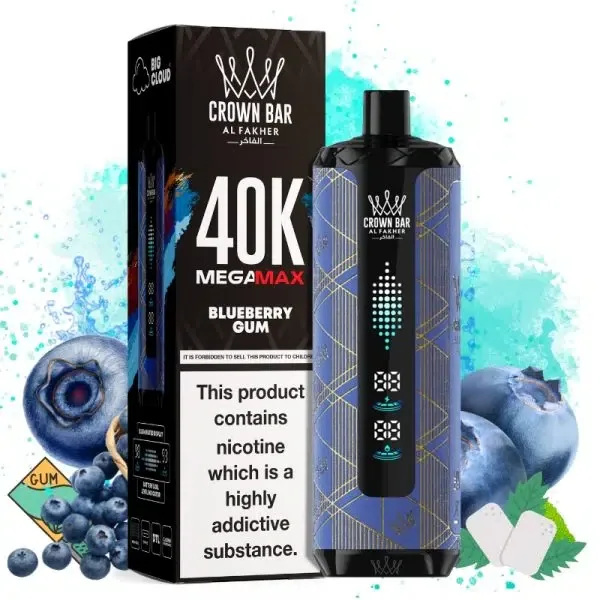 Al Fakher Mega Max 40K Disposable Vape LED Display 0.6% – BLUEBERRYGUM