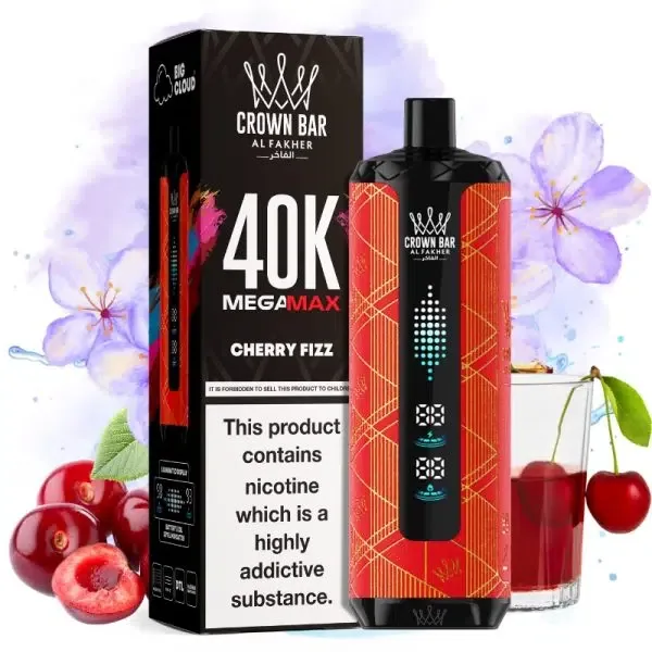 Al Fakher Mega Max 40K Disposable Vape LED Display 0.6% – CHERRY FIZZ