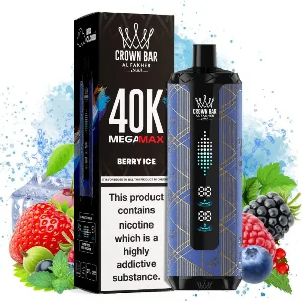 Al Fakher Mega Max 40K Disposable Vape LED Display 0.6% – BERRYICE