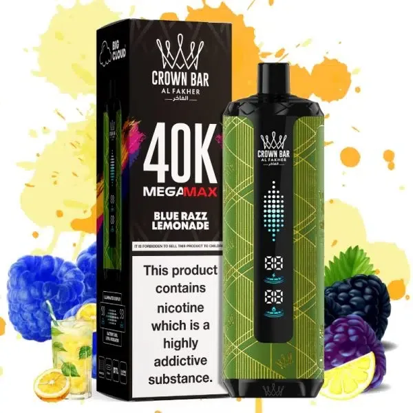 Al Fakher Mega Max 40K Disposable Vape LED Display 0.6% – BLUE RAZZ LEMONADE