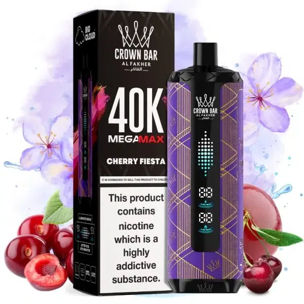 Al Fakher Mega Max 40K Disposable Vape LED Display 0.6% – CHERRY FIESTA
