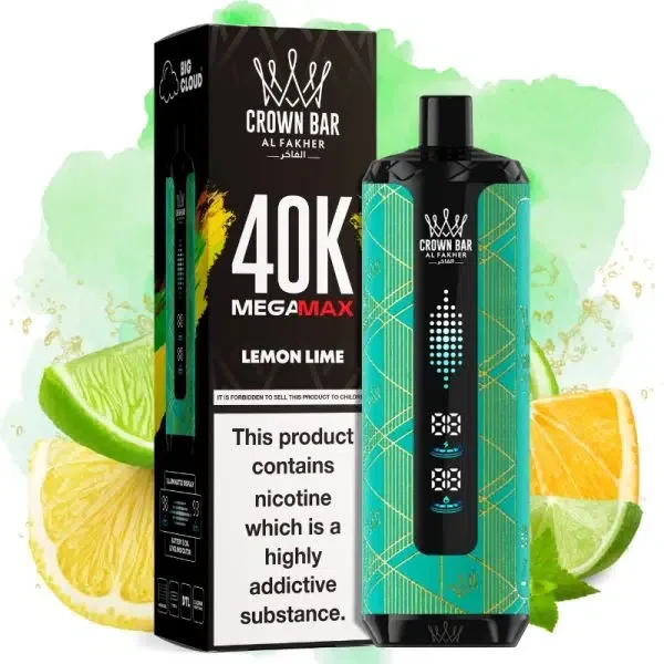 Al Fakher Mega Max 40K Disposable Vape LED Display 0.6% – LEMON LIME