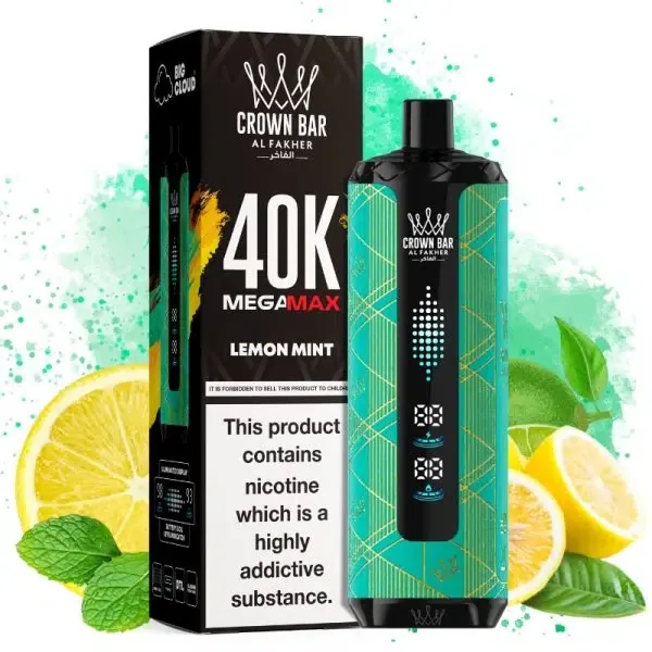 Al Fakher Mega Max 40K Disposable Vape LED Display 0.6% – MINT & LEMON MINT