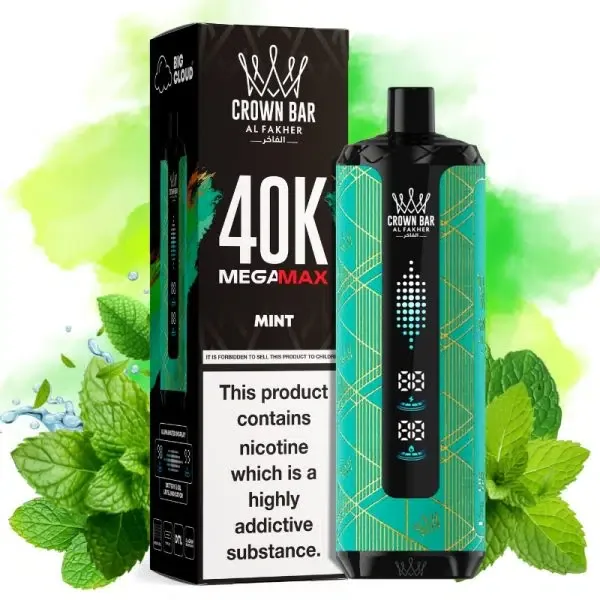 Al Fakher Mega Max 40K Disposable Vape LED Display 0.6% – MINT