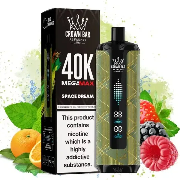 Al Fakher Mega Max 40K Disposable Vape LED Display 0.6% – SPACE DREAM