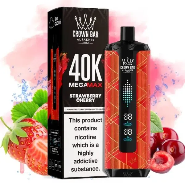 Al Fakher Mega Max 40K Disposable Vape LED Display 0.6% – STRAW BERRY CHERRY