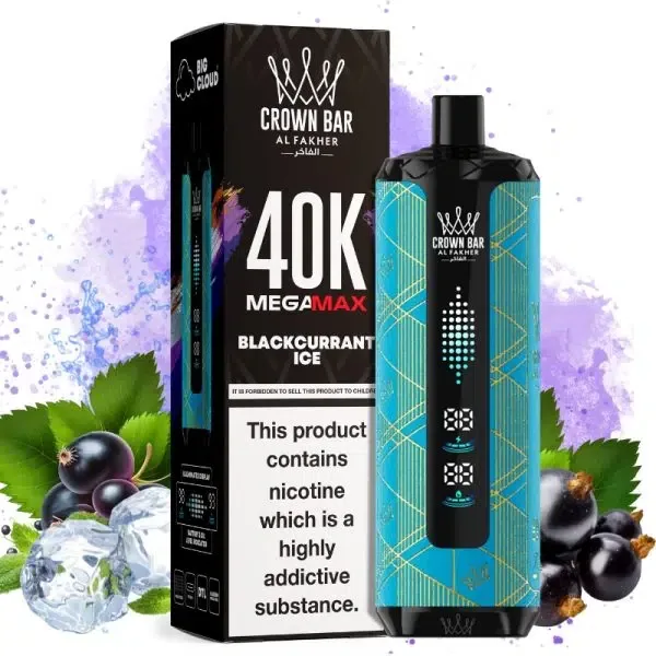 Al Fakher Mega Max 40K Disposable Vape LED Display 0.6% – BLACKCURRANT ICE