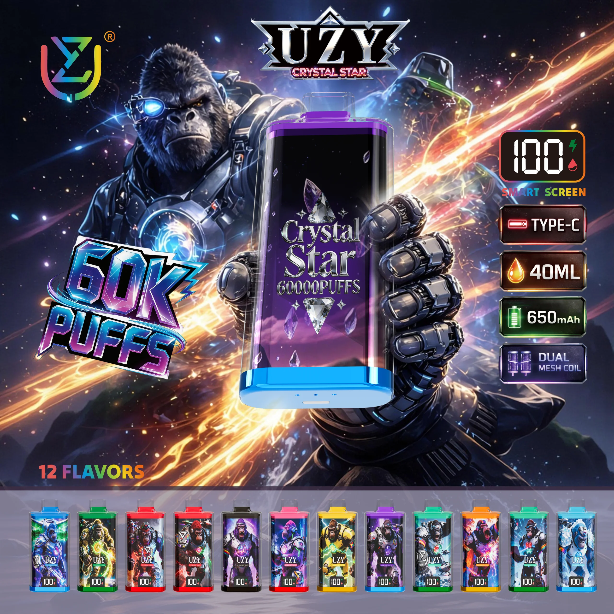 UZY Crystal Star 60.000 boccate – Sigaretta elettronica usa e getta