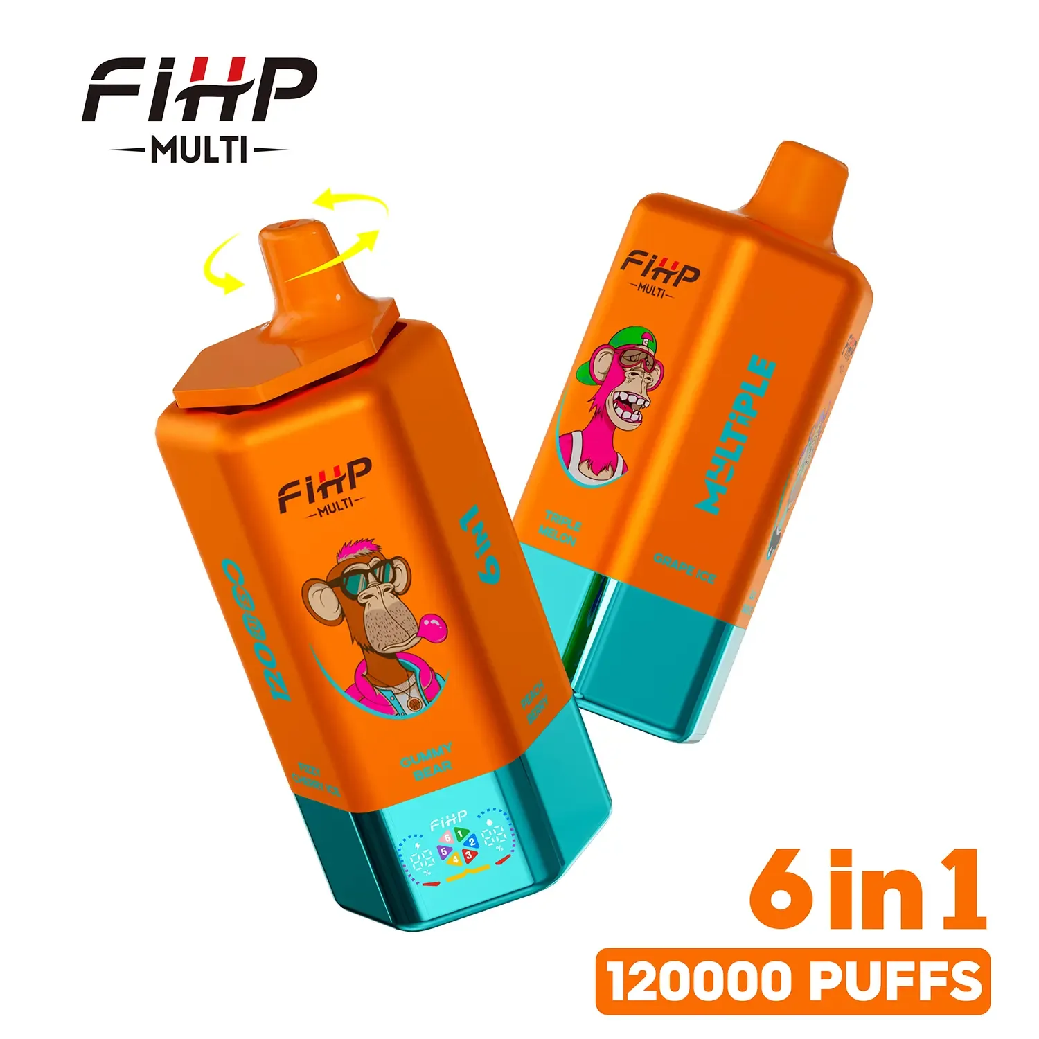 FIHP MULTI 120K Puffs 6-in-1 Flavors Rechargeable LED Disposable Vape – Gummy Bear