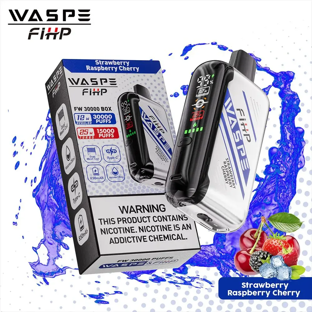 Waspe 30000 30K Puffs LCD Display Disposable Vape – Strawberry Raspberry Cherry