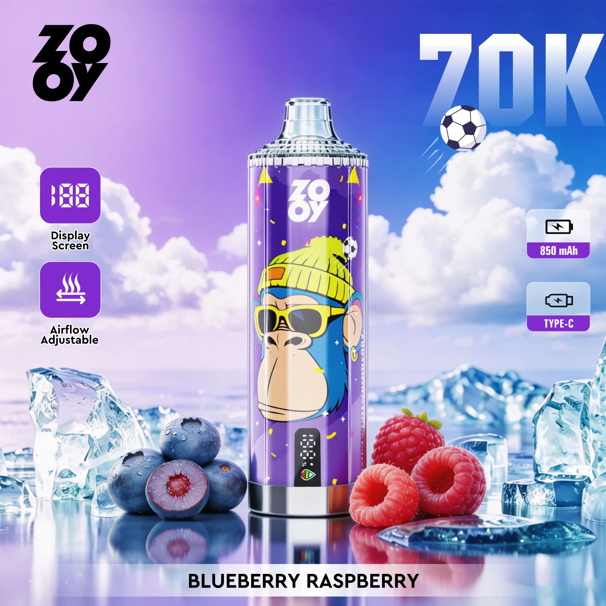 ZOOY Crystal 70000 Puffs Disposable Vape - Blueberry Raspberry