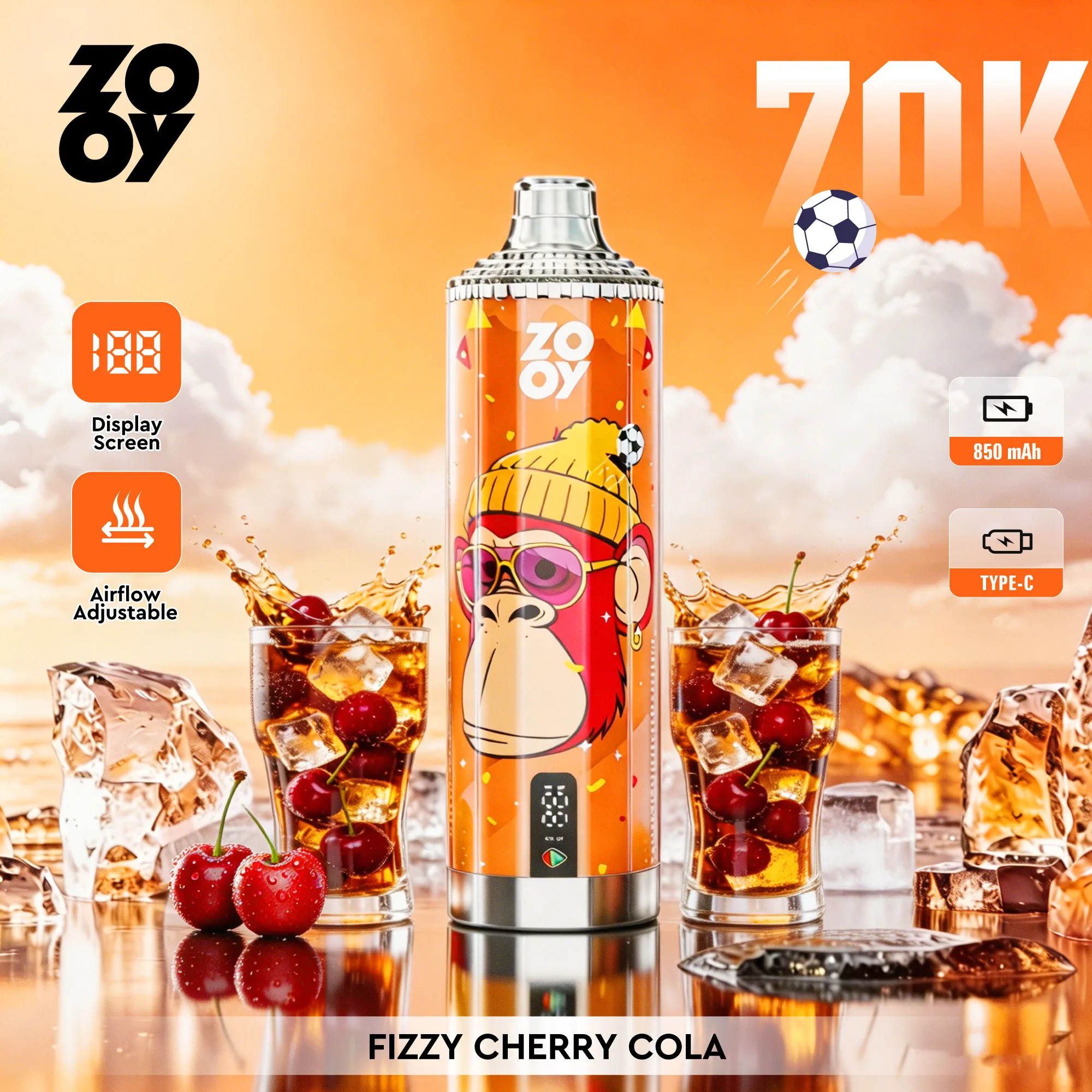 ZOOY Crystal 70000 Puffs Disposable Vape - Fizzy Cherry Cola