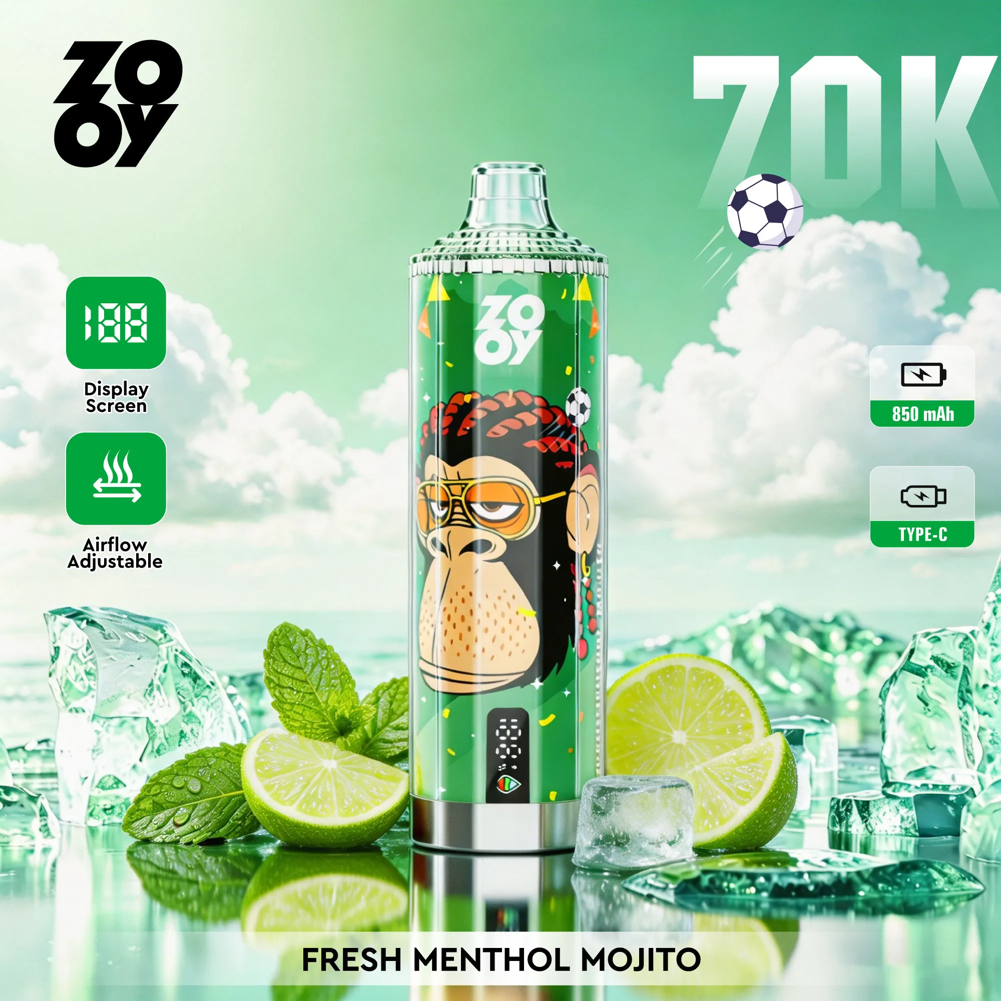 ZOOY Crystal 70000 Puffs Disposable Vape - Fresh Melon Mojito
