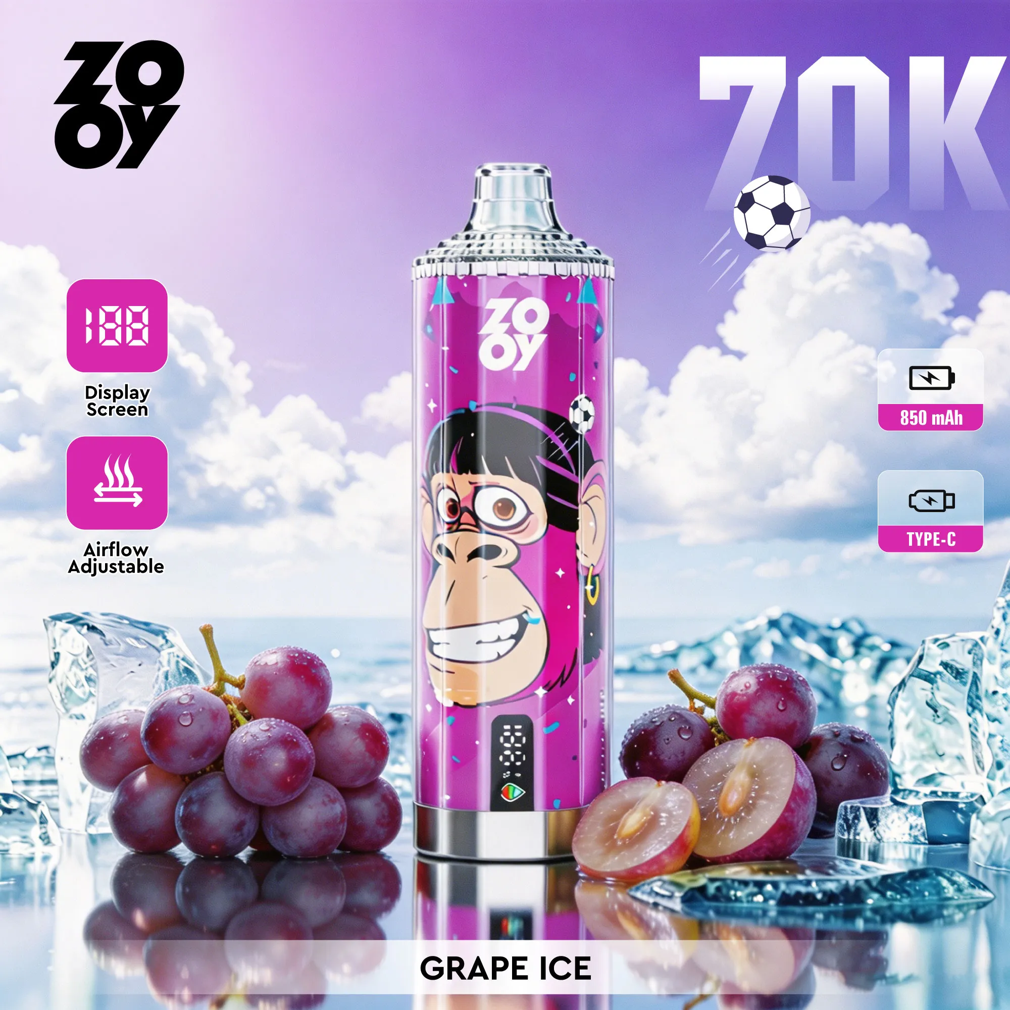 ZOOY Crystal 70000 Puffs Disposable Vape - Grape Ice