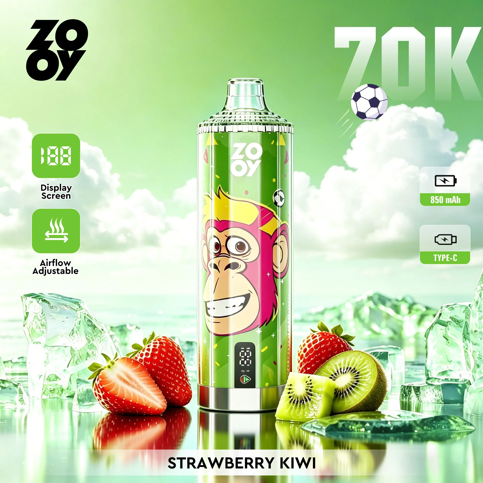 ZOOY Crystal 70000 Puffs Disposable Vape - Strawberry Kiwi