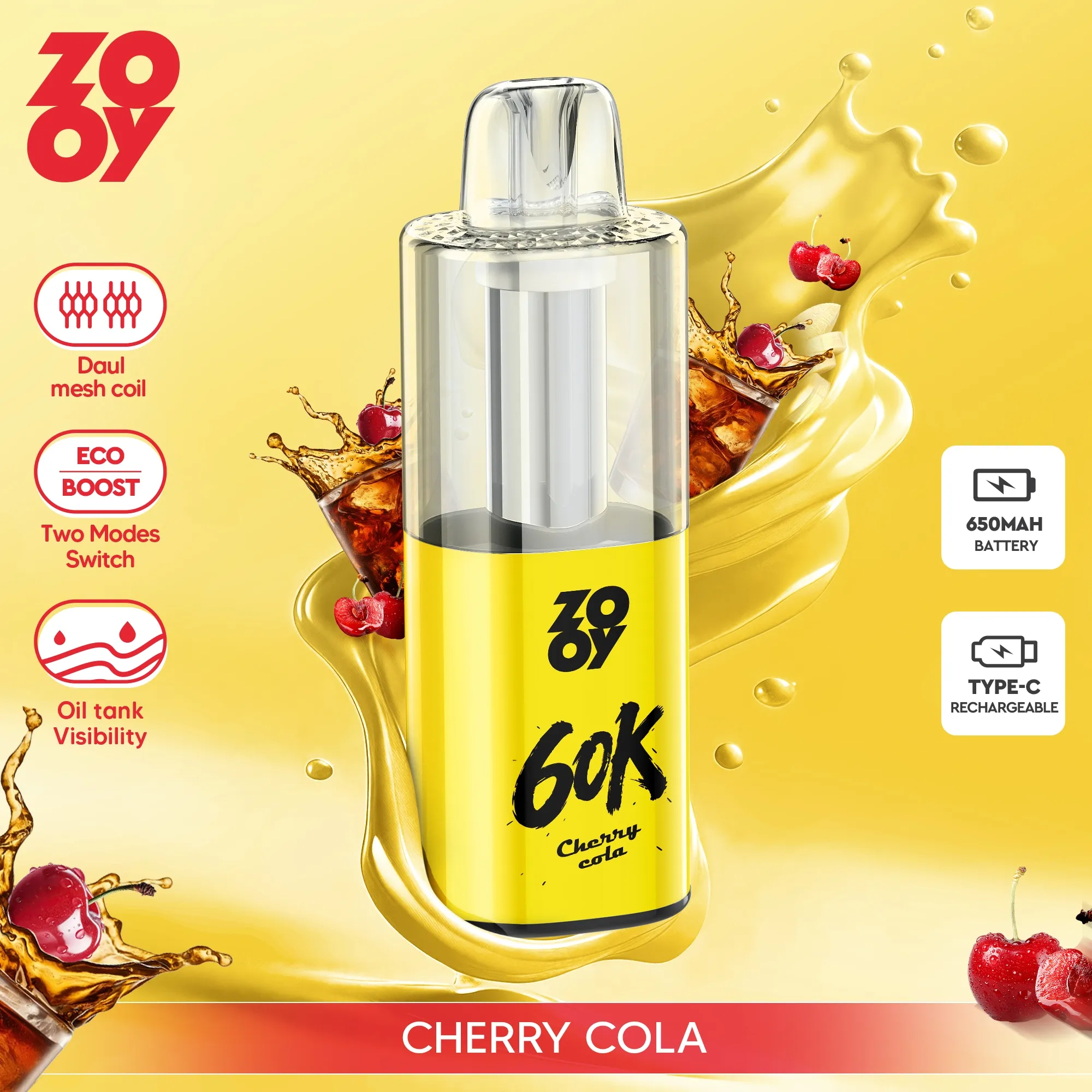 ZOOY FIZZ 60,000 Puffs Disposable Vape - Cherry Cola