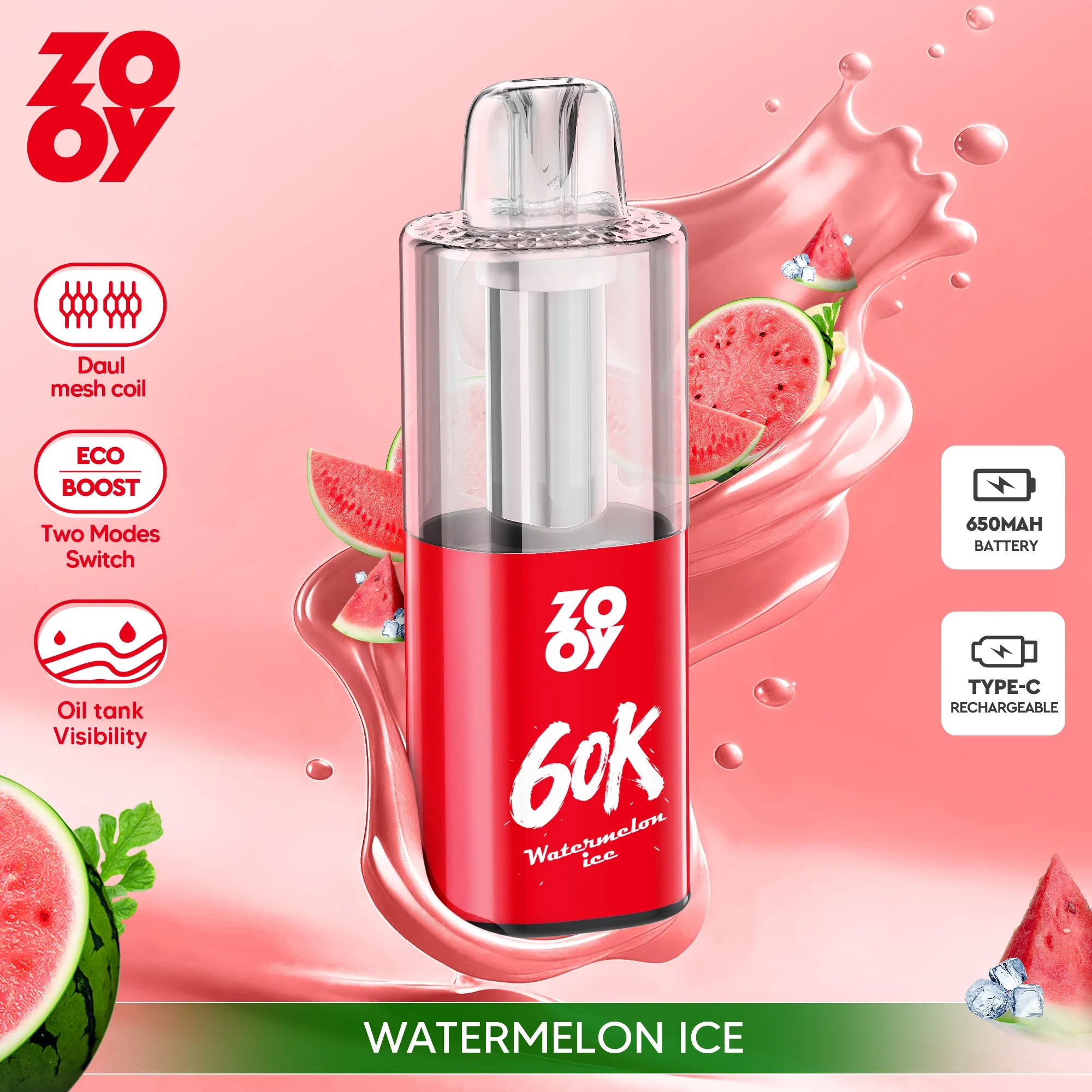 ZOOY FIZZ 60,000 Puffs Disposable Vape - Watermelon Ice
