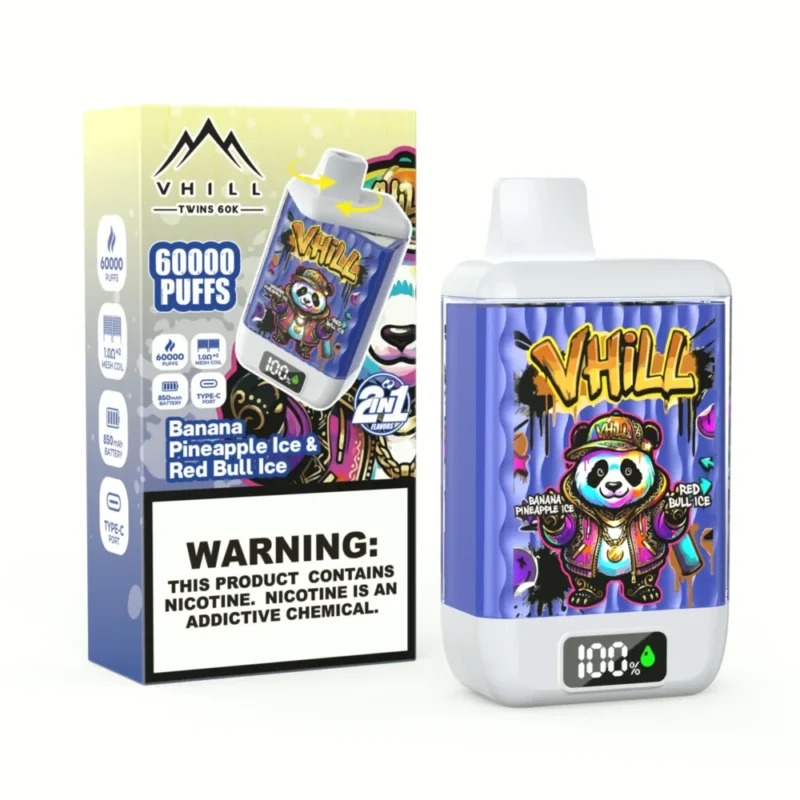 VHILL TWINS 60000 Puffs Banana Pineapple Ice Red Bull Ice Disposable Vape